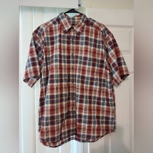 Eddie Bauer Men's Large Short Sleeve Button Down Shirt Cotton